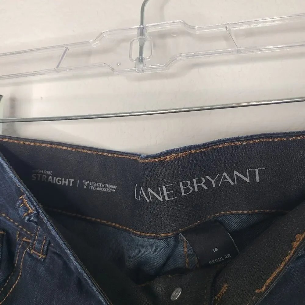 Lane Bryant Dark Wash Blue Denim Bermudas Raw Hem Cutoff Straight Fit Jeans 18 - Picture 4 of 12